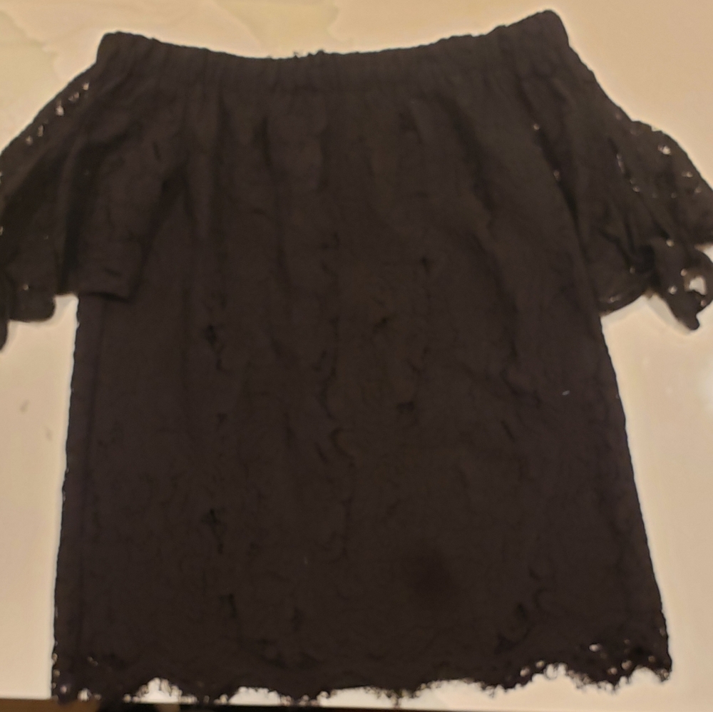 LuLus Black lace off the shoulder size small